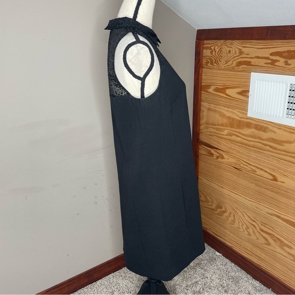 Ann Taylor Loft Black Sleeveless Collared Sheer Top Leopard Print Mini Dress 6 - Picture 2 of 10